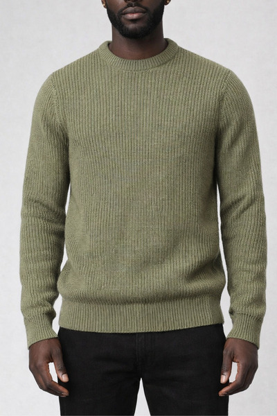 ROY501 Men's Crew Neck Sweater Winter Thick Knitwear Sweater Crew Neck Sweate...