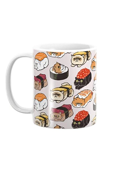 Mio Life White Sushi Cat Mug Cup