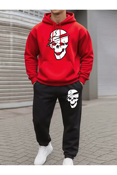 Sweet Cotton Men's Hooded Winter Custom Printed Tracksuit Set-Top and Bottom Set