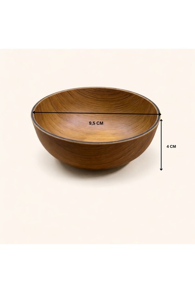 Kitchen Life Ahşap Görünümlü Çerezlik Kase Yuvarlak Sunumluk Sunum Kasesi 10 CM