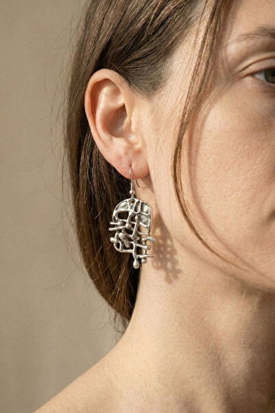 Clandestino Abstract Form Dangle Earrings Silver