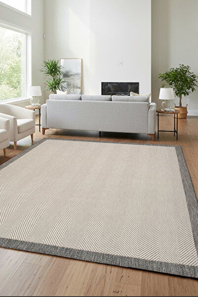 MELARİS HALI Yeni Nesil Çerçeveli Sisal Yumuşak Dokuma Kilim Kaymaz Pamuk Tab...