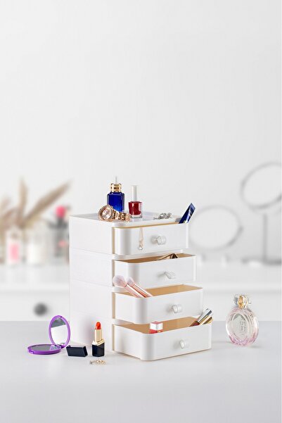 Evalins 4-Compartment Jewelry, Makeup, and Cosmetic Organizer Drawer, Office ...