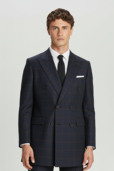 Sabri Özel Giotelli Bej Regular Fit Mono Yaka Kareli Yelekli Kabanlı 4'lü Tak...