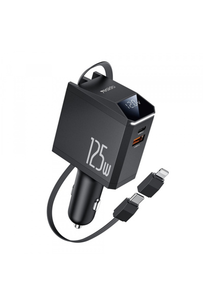 Yesido Incarcator Auto Cu Cablu USB-C / Lightning Y71 Display, 125W, 3A, 1 x USB-A - 1 x USB-C,