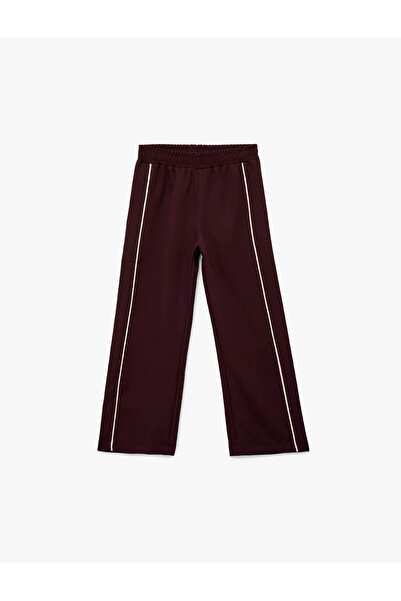 Koton Wide Leg Piped Burgundy Girl's Trousers 6Wkg40034Aw