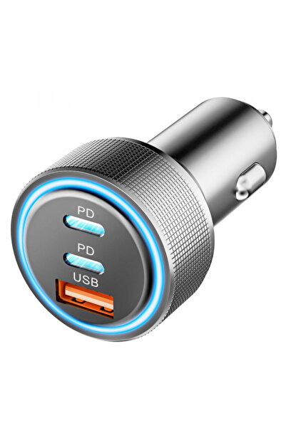 Techsuit Incarcator Auto C6 DriveBoost, 60W, 3A, 1 x USB-A - 2 x USB-C, Argintiu