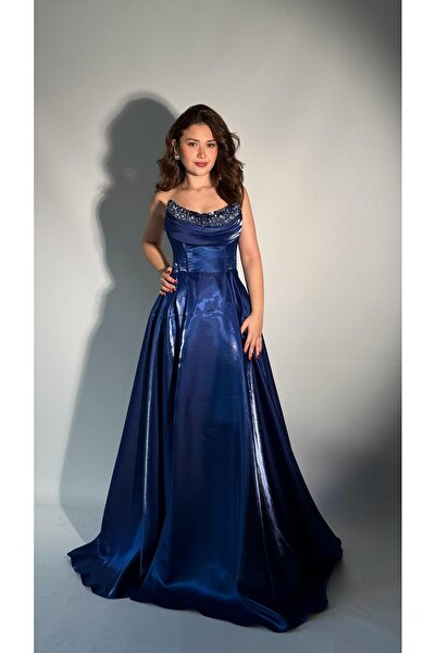 AYŞENUR DİNÇER Aurora Abiye Saks Mavisi