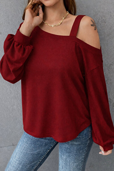 StilVibe Дамска черна блуза с едно рамо