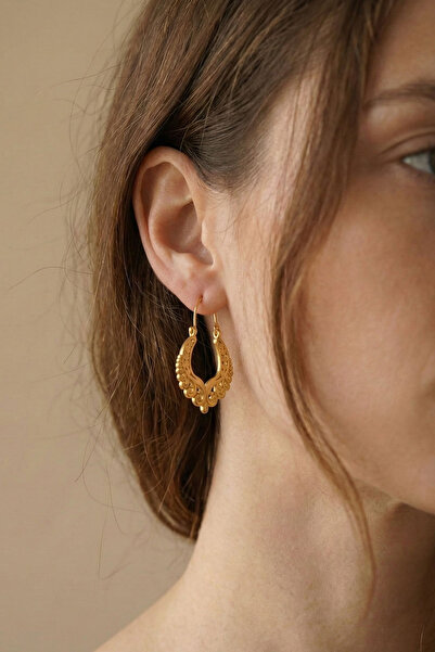 Clandestino Carved Ethnic Dangle Earrings Gold