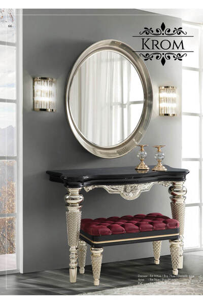 Dekordelisi Antik Avantgarde Mobilya poliüretan duvara monte gümüş siyah ayna...