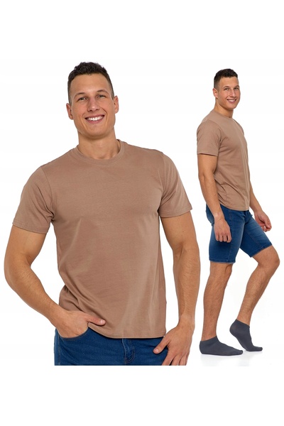 MORAJ Tricou bărbătesc din bumbac, clasic, cu mânecă scurtă, bej