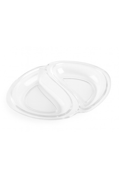 ALKHANBASHI Clear Acrylic Small Serving Plate – Dual Section Snack & Nut Dish (22 × 14.5 × 2.5 cm)