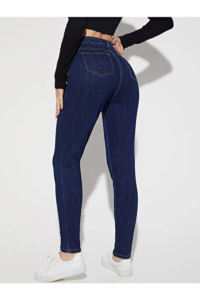 kleshus Γυναικείο παντελόνι τζιν Skinny Lycra Navy Blue με στενό μπατζάκι Ski...