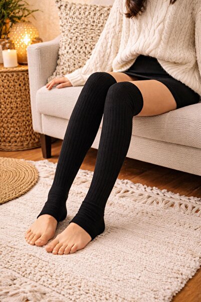 COTENCONCEPT جوارب طويلة فوق الركبة بدون أصابع، مصنوعة من القطن الأساسي مع مطاط