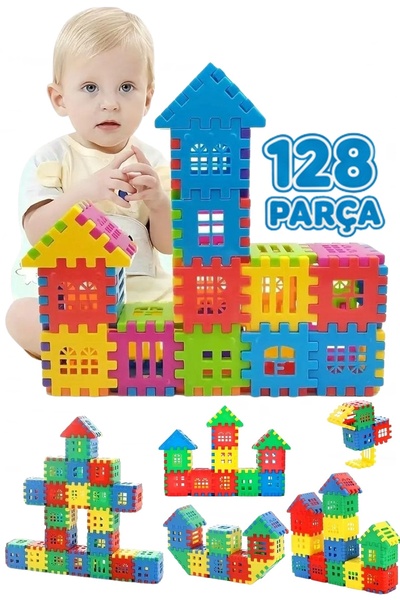 Rovexa 128 Parça Yapı Oyuncak Puzzle Blok 3D Tasarım Yeteneğini Geliştiren Eğ...