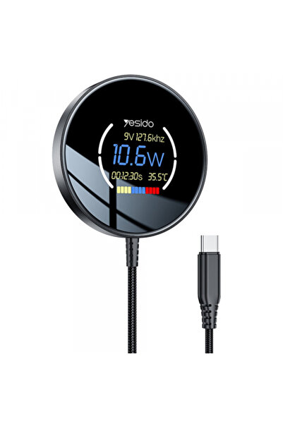 Yesido Incarcator Retea Wireless DS28 Display, 15W, 1.67A, Negru