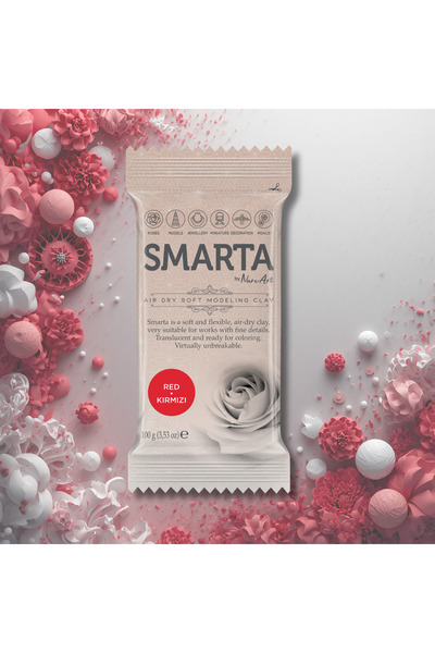 Smarta HAVAYLA KURUYAN MODELLEME KİL HAMURU KIRMIZI - 100 GR
