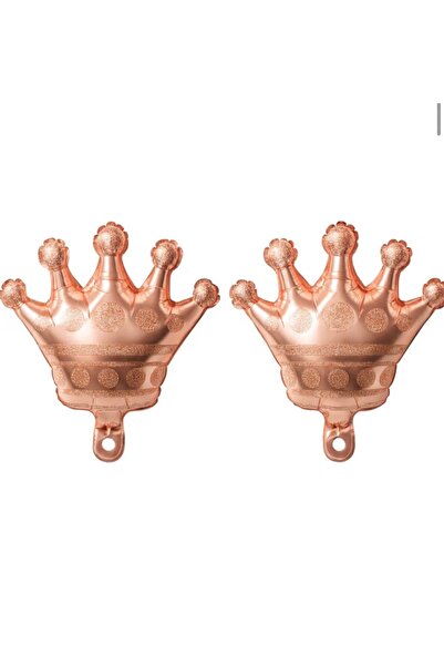 Çemrek Süs Parti بالون فويل على شكل تاج وردي صغير، عبوة من قطعتين