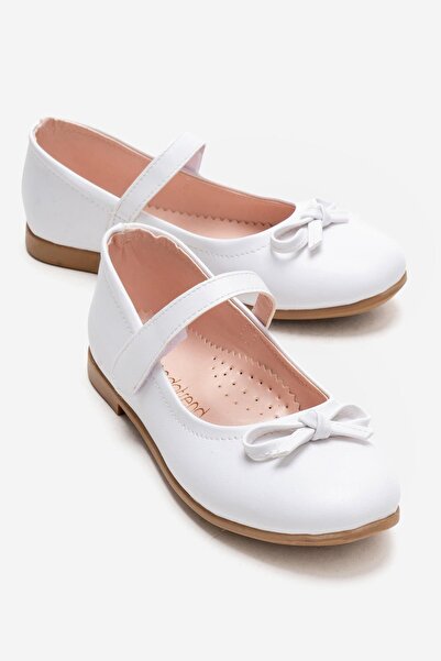 CCWAY AYAKKABI Pantofi pentru copii cu panglică 31-36; PIELE ALBĂ