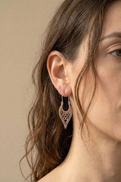 Clandestino Ethnic Patterned Dangle Earrings Silver