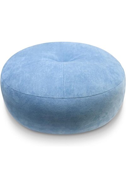 ComfortAce Perna rotunda premium din catifea, umplutura cu fibre de 700 g, diam 45 cm, albastru,