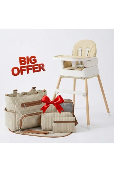 Primo Plus مجموعة كرسي طعام للأطفال قابلة للتحويل 3 في 1 مع صينية قابلة للإزا...