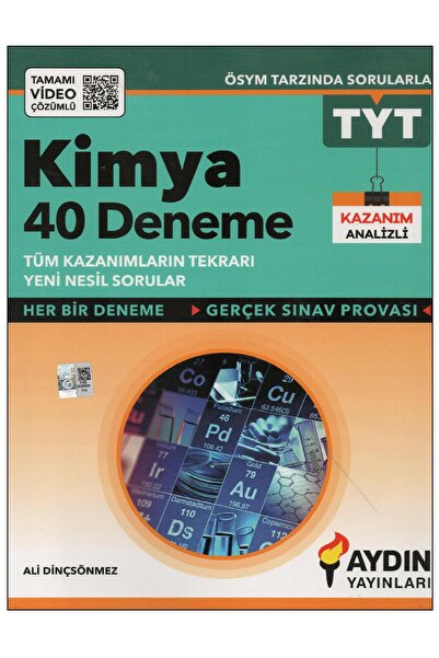 Aydın Yayınları Aydın TYT Kimya 40 Deneme