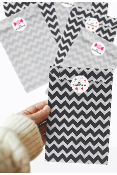 Bimotif 20 adet karışık zikzak kese kağıdı, hediye paketi (11x20 cm ) ve İyi ...