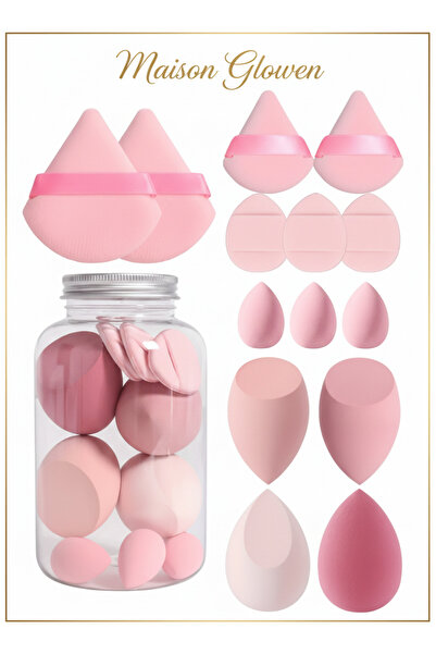 MAISON GLOWEN 14 Parça Kavanoz Kutulu Makyaj Sünger Seti