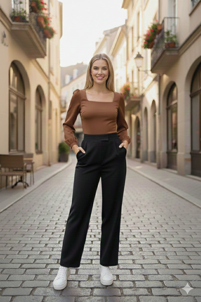 mooishan حزام فيلكرو عالي الخصر للنساء من بريسا بنطلون واسع الأرجل موسم جديد ...