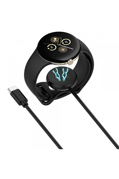 Techsuit THC5 Charging Cable for Google Pixel Watch 3 45mm / Watch 3 41mm, USB-C, Black