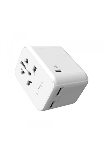 FIXED Travel Power Adapter, 30W, 3A, 2 x USB-A - 1 x USB-C, White