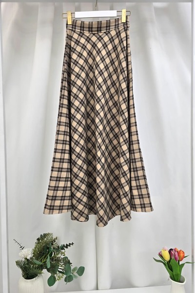 PilisePlus Verev Etek Ekose Uzun Boy - Şık ve Rahat Tasarım, Poliviskon Kumaş