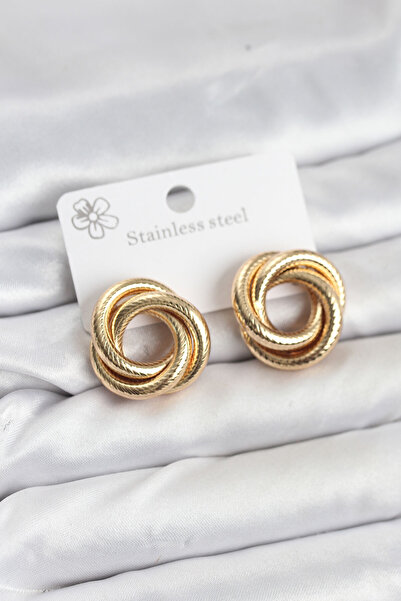Nehir 316L Steel Gold Color Laser Spiral Hoop Women's Earrings Valentine's Mo...