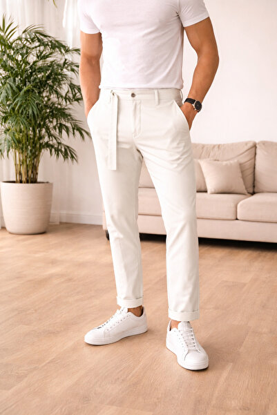 BASE STEPS Premium Slim Fit Kemer Detaylı Pantolon