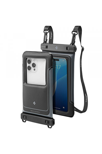 Spigen Universal Waterproof Case for Phones up to 6.9 inches, Spigen, A611P, Set of 2, Matte Black