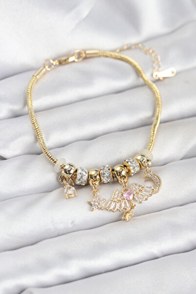 Twin Store Brass Gold Color Winged Charm Women's Bracelet