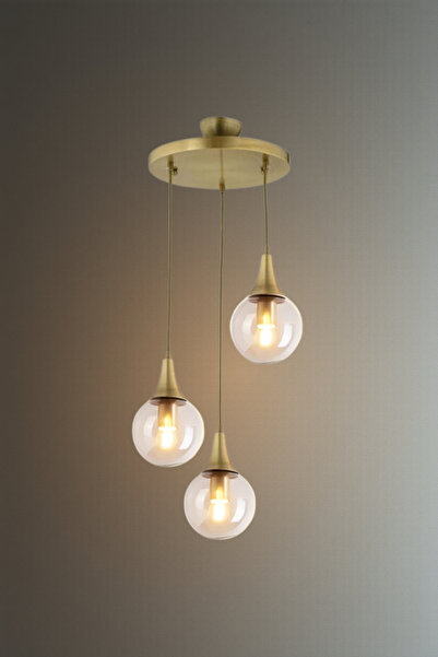 RONİSU AYDINLATMA Auravia Sarkıt 3'lü Camlı Avize - Şık Modern Avize