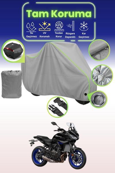 Dokaca Neo حقيبة خلفية وقفل رمادي نيون قماش مجدّل متوافقة مع ياماها تريسر 7، ...