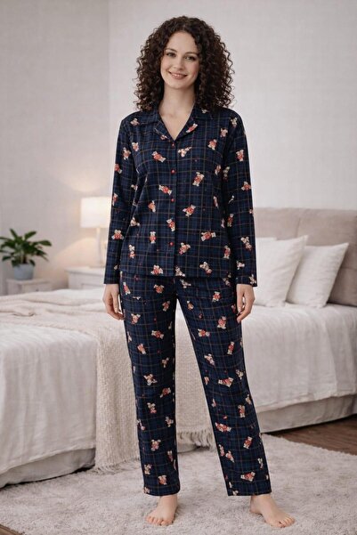 Pemilo Women's 0595 Long Sleeve Suede Pajama Set