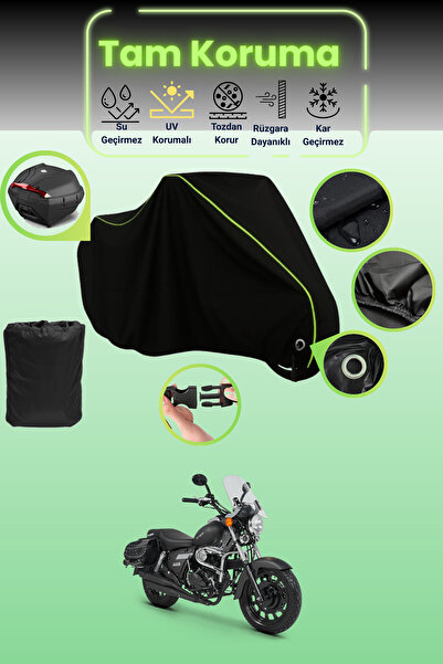 Dokaca Neo قماش دراجة نارية متوافق مع قفل وحقيبة خلفية باللون الأسود النيون ق...