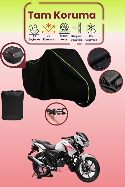 Dokaca Neo حقيبة خلفية سوداء نيون قماش مجدّل متوافقة مع TVS Apache RTR 160، غ...