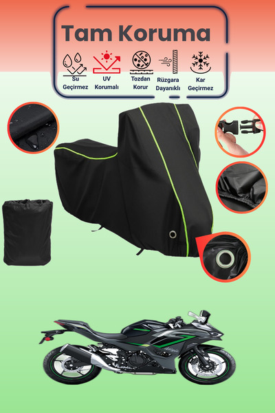 Dokaca Neo غطاء دراجة نارية متوافق مع كاواساكي نينجا قماش مجدّل باللون الأسود...