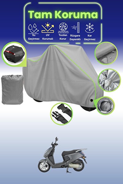 Dokaca Neo غطاء دراجة نارية رمادي نيون قماش مجدّل متوافق مع قفل وحقيبة خلفية ...