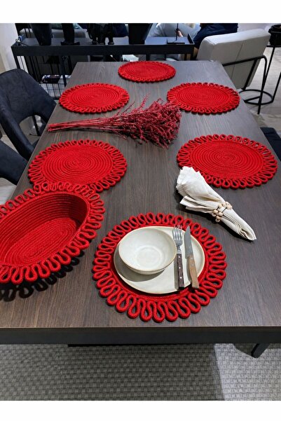 MaVaux Galaxy Modern Jute Plate and Bread Bowl set of 7