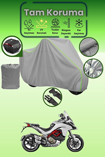 Dokaca Neo حقيبة خلفية رمادية نيون قماش مجدّل متوافقة مع دوكاتي مولتيسترادا 1...