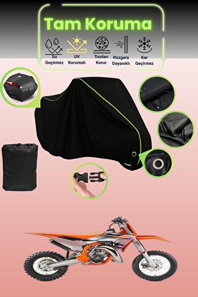 Dokaca Neo غطاء دراجة نارية أسود نيون قماش مجدّل متوافق مع KTM 65 SX، غطاء واقي