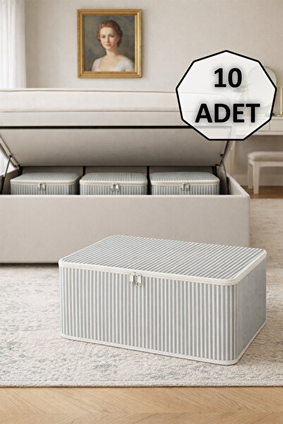 ADARYA HOME 10-секційний смугастий мішок 62x37x25 см Організатор для шафи Тка...