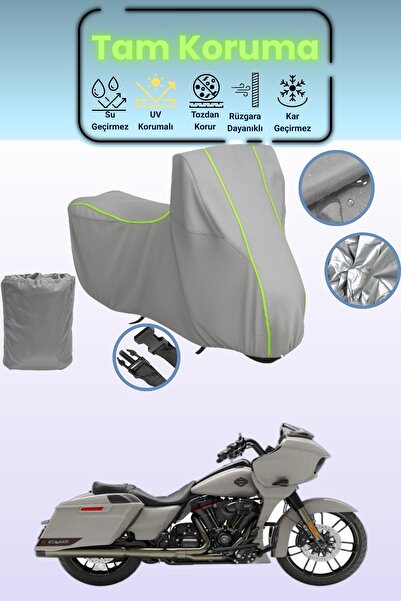 Dokaca Neo غطاء دراجة نارية رمادي نيون قماش مجدّل متوافق مع هارلي ديفيدسون CV...